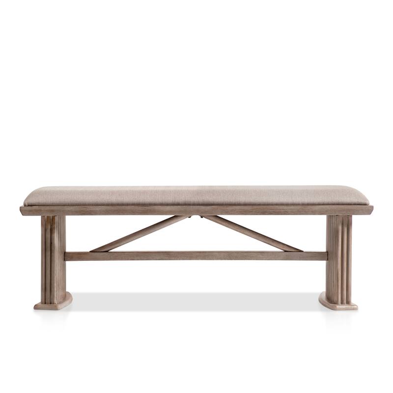 Furniture of America Barbesh Modern Natural Ash Solid Wood 7-Piece Dining Table Set
