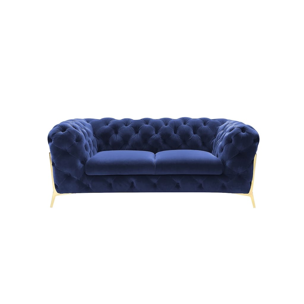 Divani Casa Quincey Transitional Blue Velvet Loveseat