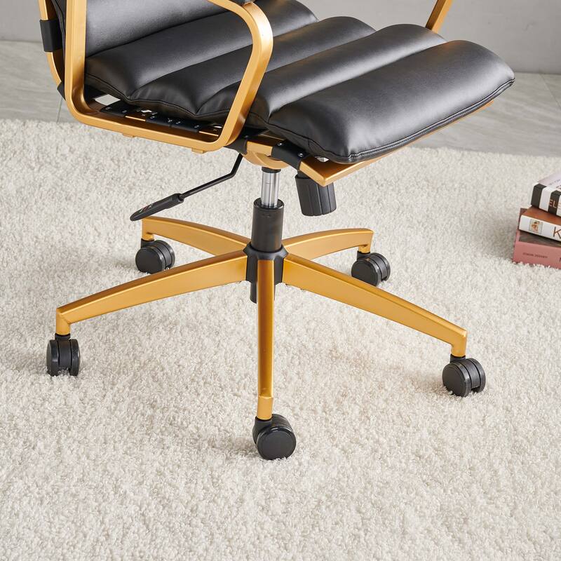 LUXMOD® Office Chair Faux Leather Gold Frame Adjustable and Swivel