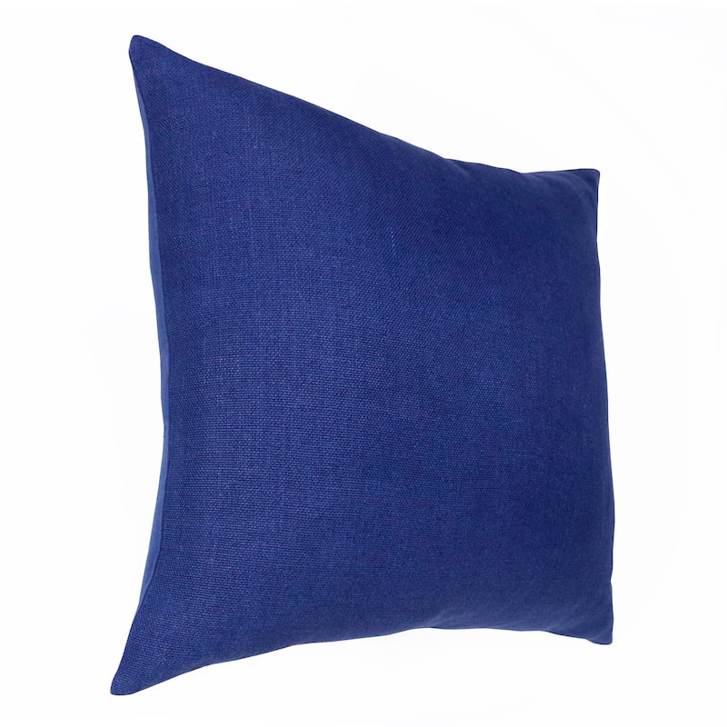Sevita Hand-Woven Solid Linen Throw Pillow, 20" x 20" - Navy