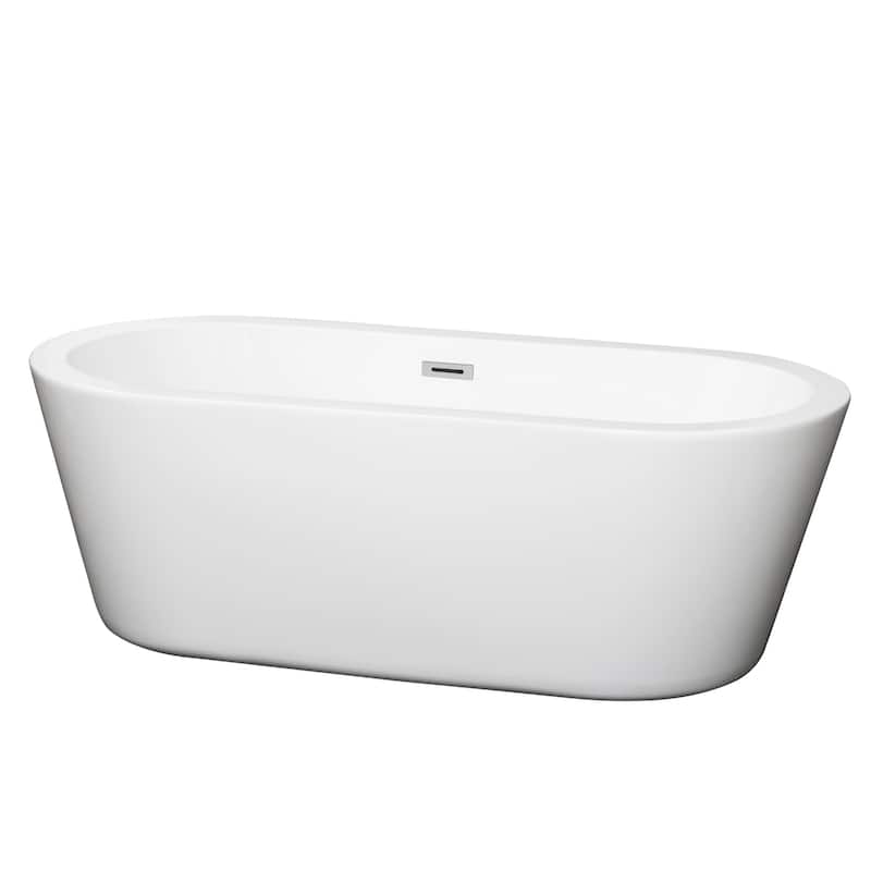 Wyndham Collection Mermaid 67-inch White Freestanding Soaking Bathtub