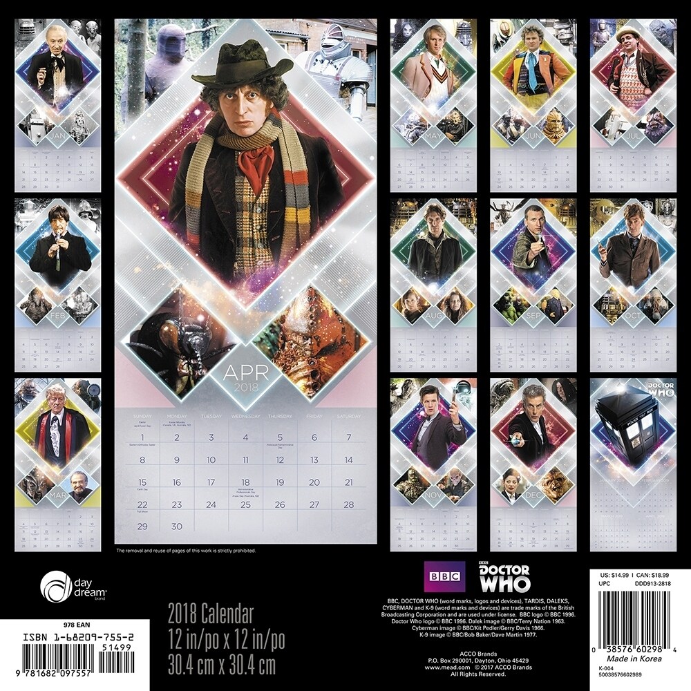 Shop Doctor Who Wall Calendar Sci Fi Tv By Acco Brands
