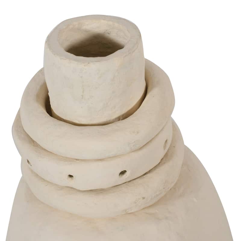 Paper Mache Vase Dia 26.50" Off-White- ST - Off-White