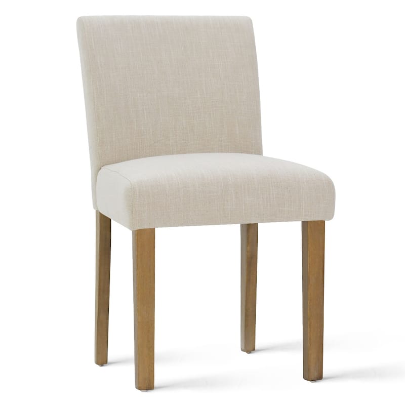 Parsons Dining Chairs with Linen Upholstery and Solid Wood Legs