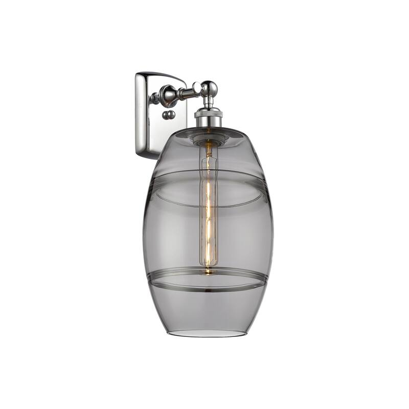 Innovations Lighting 516-1W-11-8 Vaz Sconce Vaz 11" Tall Wall Sconce - Polished Chrome / Light Smoke
