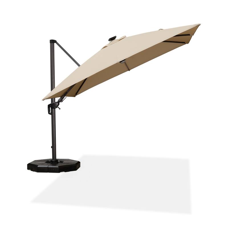 PURPLE LEAF 10 ft Square 360 Degree Rotation Patio Cantilever Umbrella