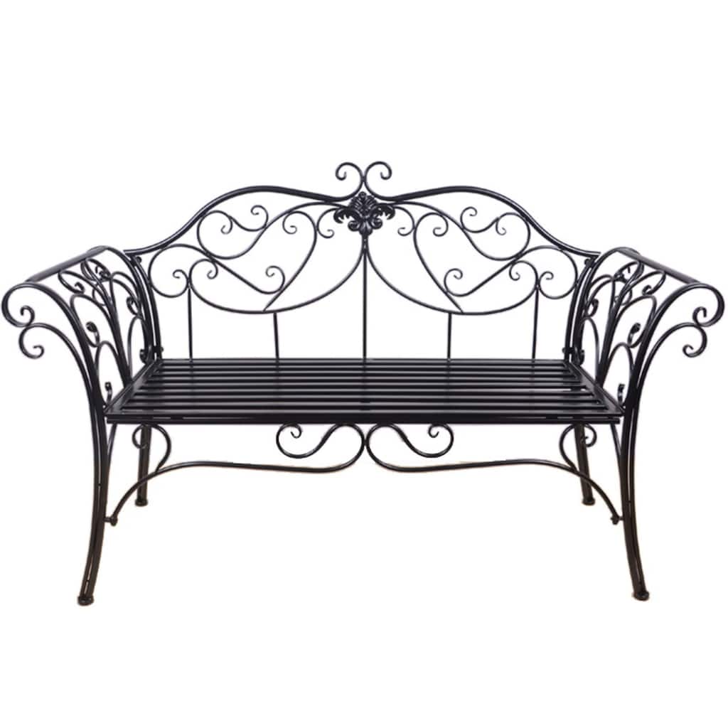 Scroll Outdoor Garden Bench With Armrest - 51.5"