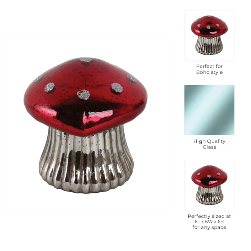 Glass Mushroom Candle Jar with Lid Boho Glam Wax Soy Accent Decor - 6" x 6" x 6"