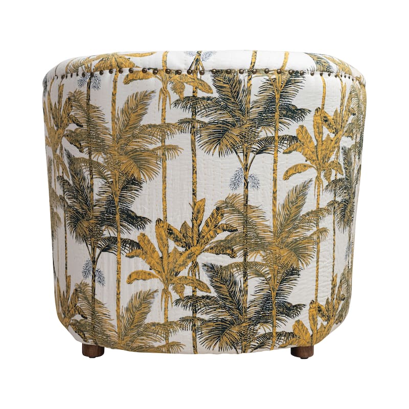 Cotton Voile Upholstered Printed Chair - 30.0"L x 30.0"W x 27.5"H