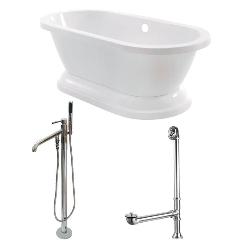 Kingston Brass Aqua Eden 67" Free Standing Acrylic Soaking Tub with - White / Polished Chrome