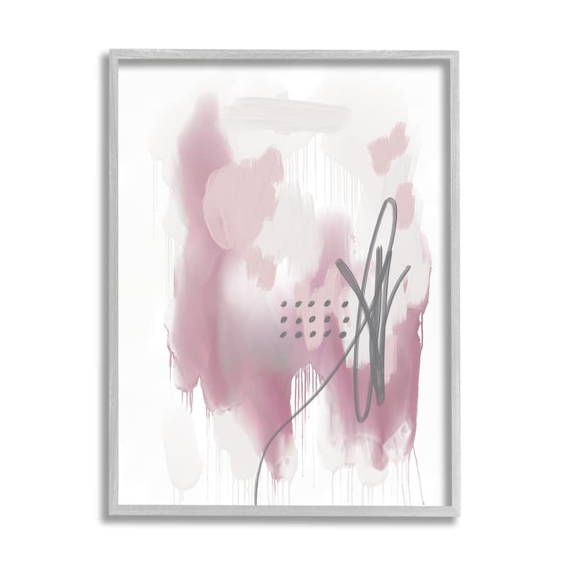 Stupell Soft Pink Abstract Shape Cluster Blush Tone Painting Framed Wall Art - White