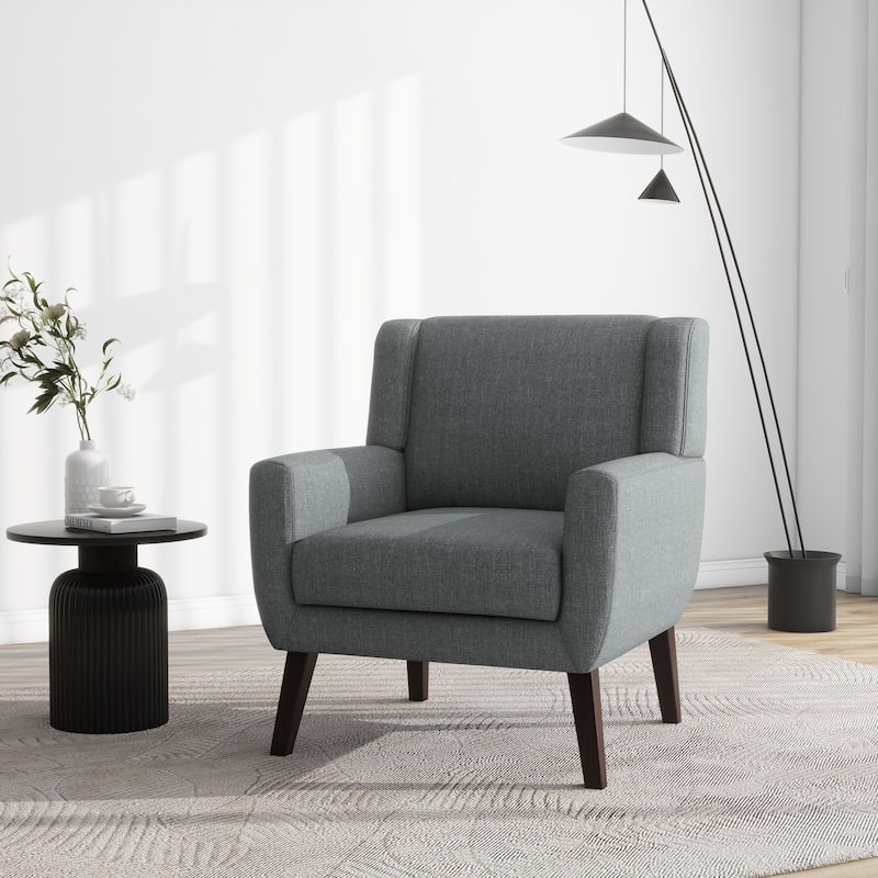 Modern Upholstered Linen Accent Chair Wingback Armchair