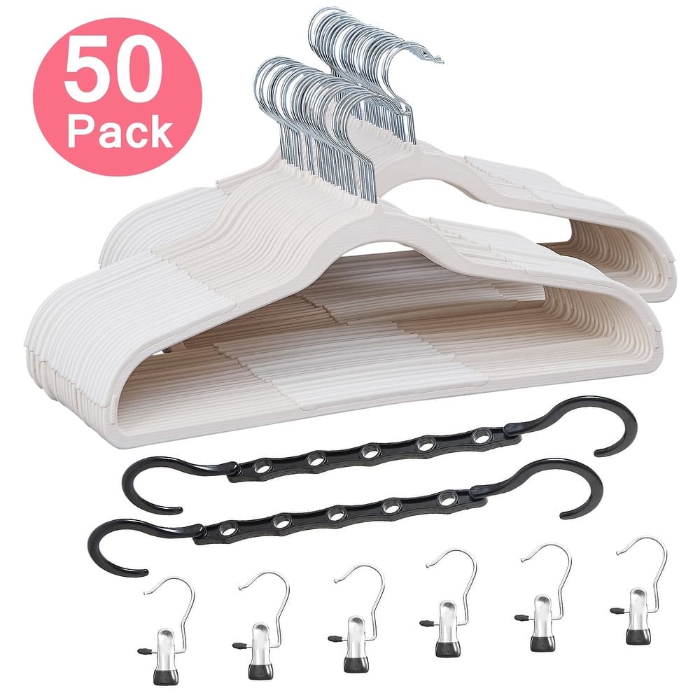 VECELO Wet and Dry Adult Hangers Holds Up To 10 Lbs, Clothes Hangers(25/50 Packs Option)