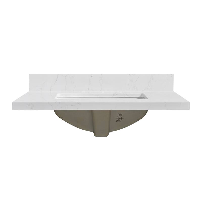 Jaen Composite Stone Vanity Top with White Rectangular Sink