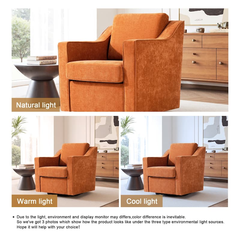 30'' W Vegan Leather/ Chenille Swivel Accent Chair