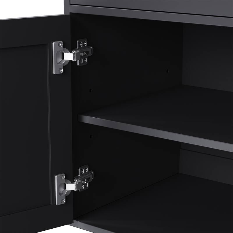 Storage Cabinet with 4 Gourd-Shaped Legs,Kitchen Pantry Cabinet with Adjustable Shelves,5 Tier Bookshelf with Drawer