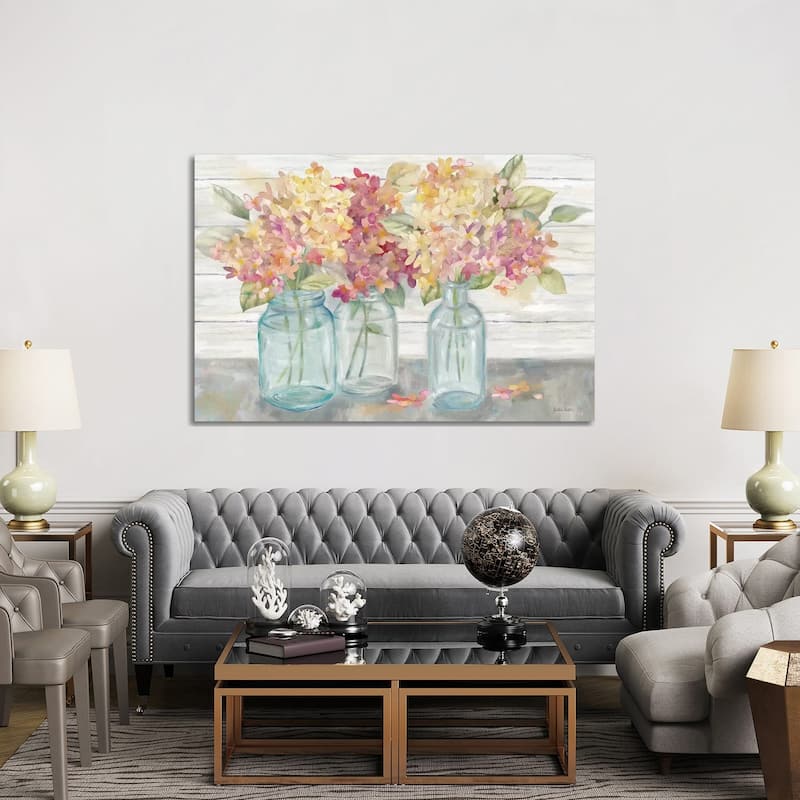 iCanvas "Farmhouse Hydrangeas in Mason Jars Spice" by Cynthia Coulter Canvas Print