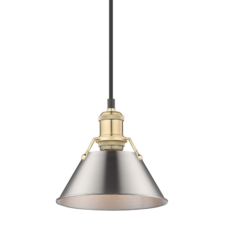 Yep by Golden Lighting Orwell 1-light 8in Pendant in Brushed Champagne Brass and Pewter shade - Gold