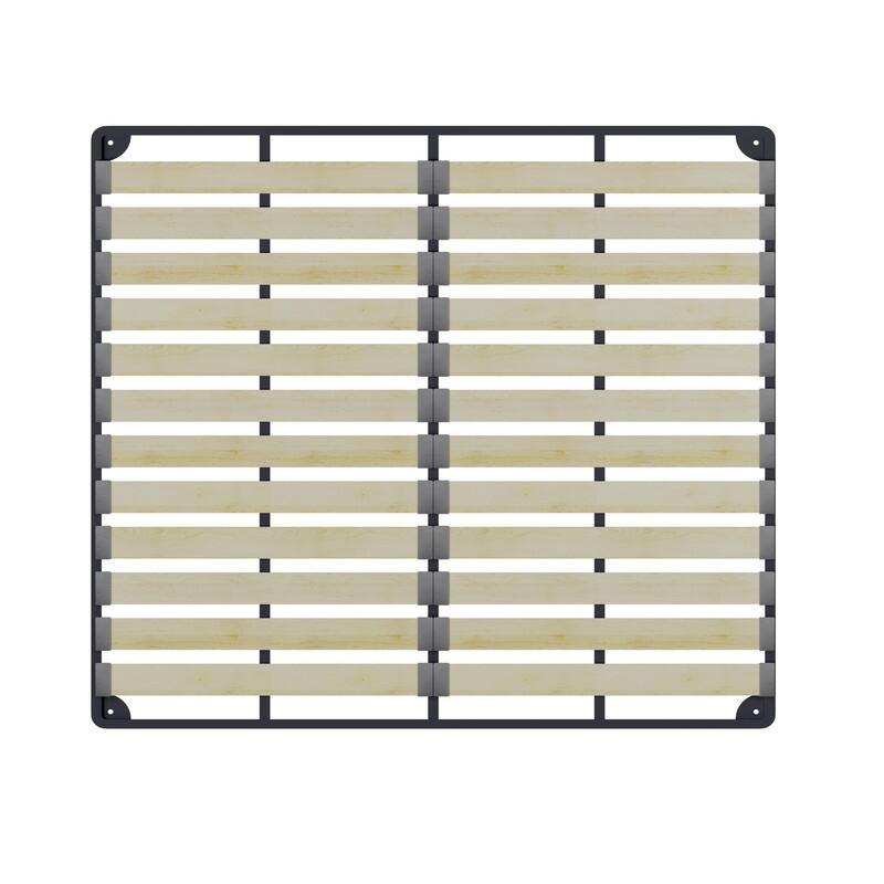 Queen/King Size Upholstered Platform Bed with Oversized Padded Backrest, Low Profile Bed Frame Floor Bed with Thickening Slats