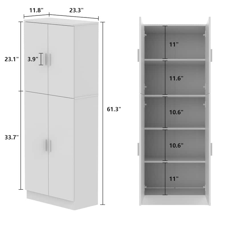 61.2"H 23.3"W Food Pantry Storage Kitchen Adjustable Shelves(Compact) - 61.2"H x 23.3"W