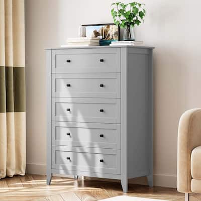 5/6 Drawer Dresser for Bedroom, Dresser with Deep Drawers & Metal Knobs, Modern Wooden Chests of Drawers