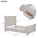 preview thumbnail 7 of 12, Queen Size Platform Bed with Upholstered Headboard and 2 Drawers, Antique White