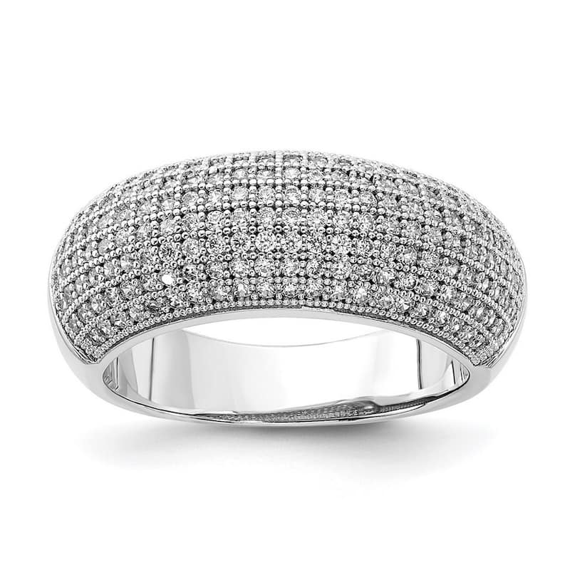 Curata 925 Sterling Silver and CZ Cubic Zirconia Simulated Diamond Fancy Polished Ring
