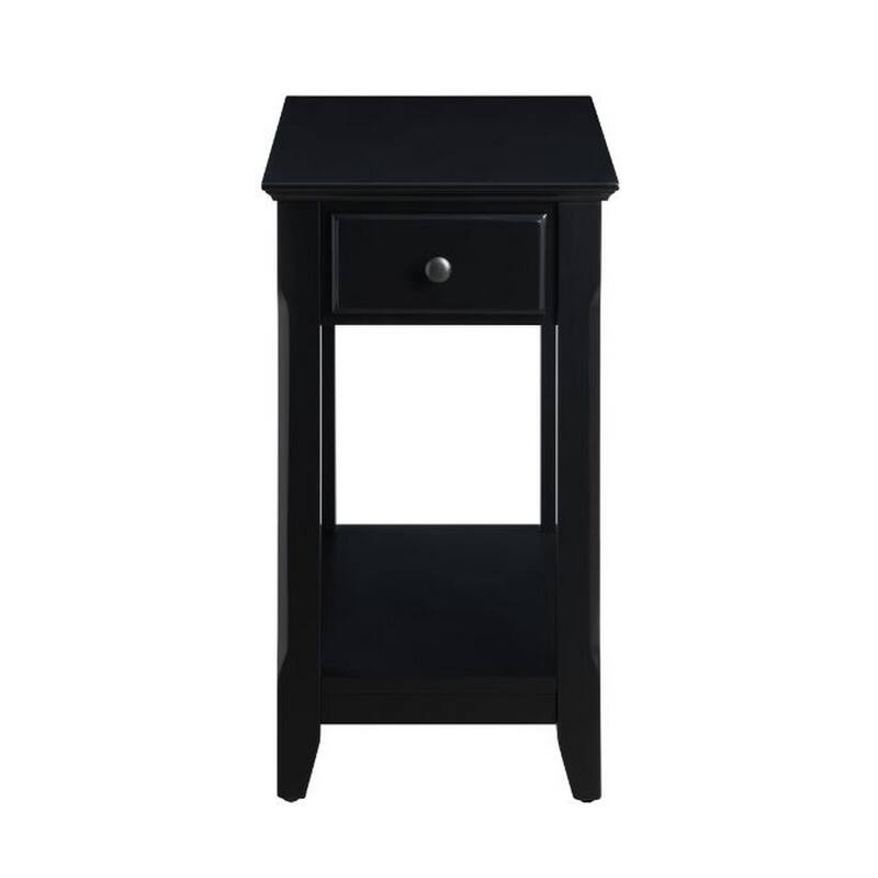 22 in. Black Rectangle Wood End Table with Storage Drawer for Convenience