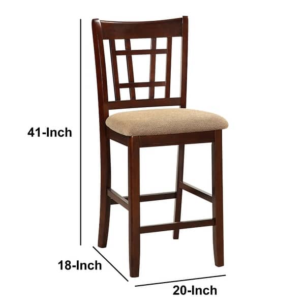 Set of 2 Chairs Dining Room Furniture Brown Solid wood Counter Height