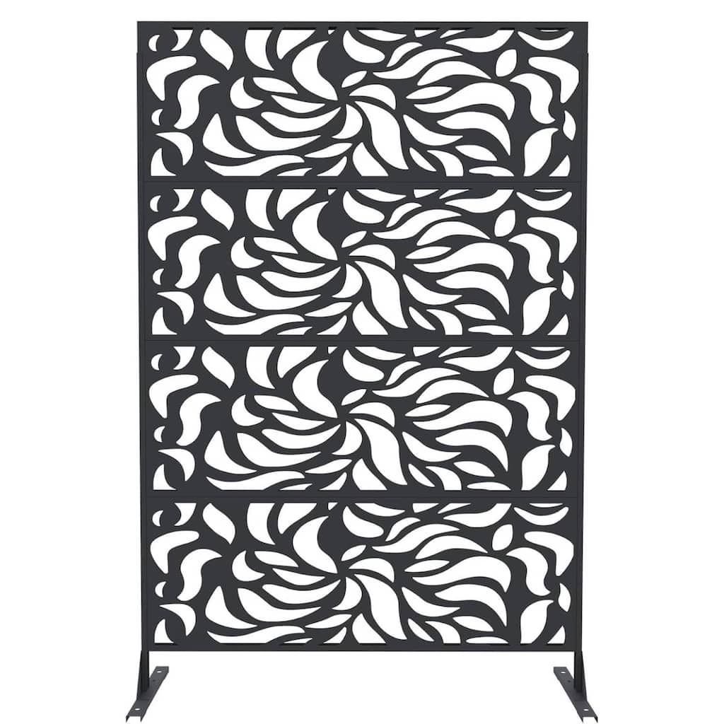 1 Pc Freestanding Decorative Metal Privacy Screen Outdoor with Stand for Balcony, Flower