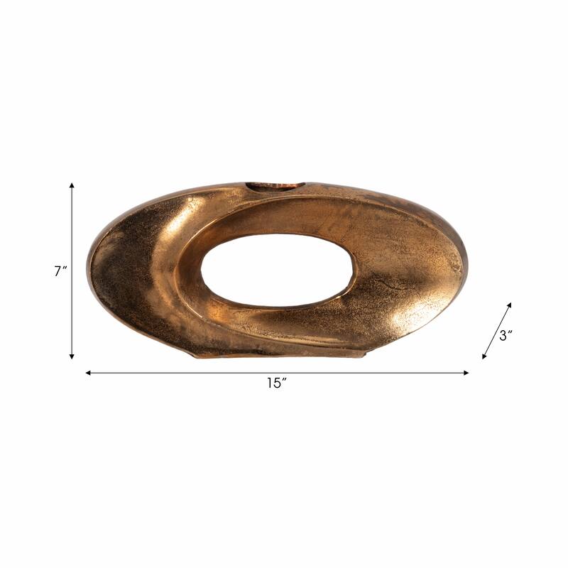 Sagebrook Home Belcove, Metal Cut-out Vase, Bronze/Copper, Round, Solid Color, Aluminum