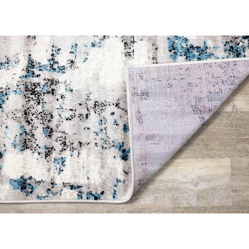Madrid Collection - Grey Distressed Blue Spackle Rug