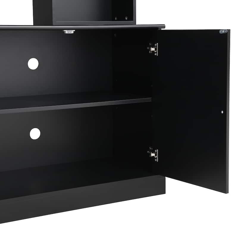 97.4"W 4-Piece Entertainment Wall Unit with Bridge & Bookshelf, Adjustable Shelf - TV Stand for TVs Up to 70"