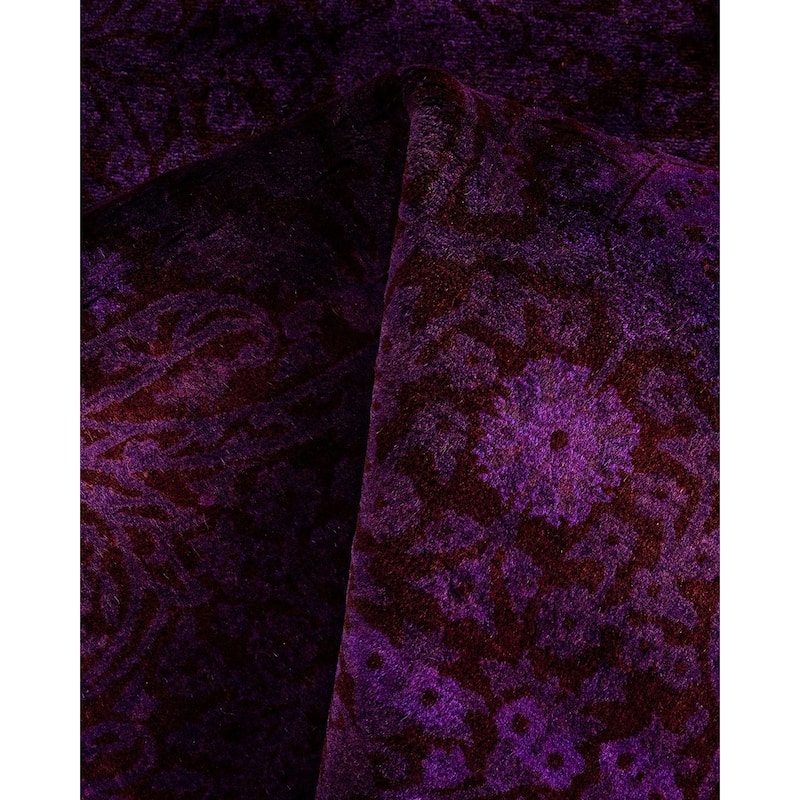Fine Vibrance One-of-a-Kind Hand-Knotted Area Rug - Purple, 8' 1" x 8' 1" - 8' 1" x 8' 1"