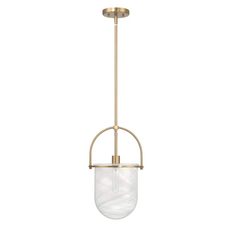 Beatrice Handmade Marbleized Glass and Metal Ceiling Light - 10.1"L x 10.1"W x 17.6"H