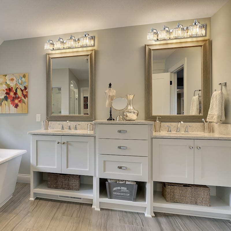 Dimmable Square Bathroom Crystal Vanity Light Wall Sconces