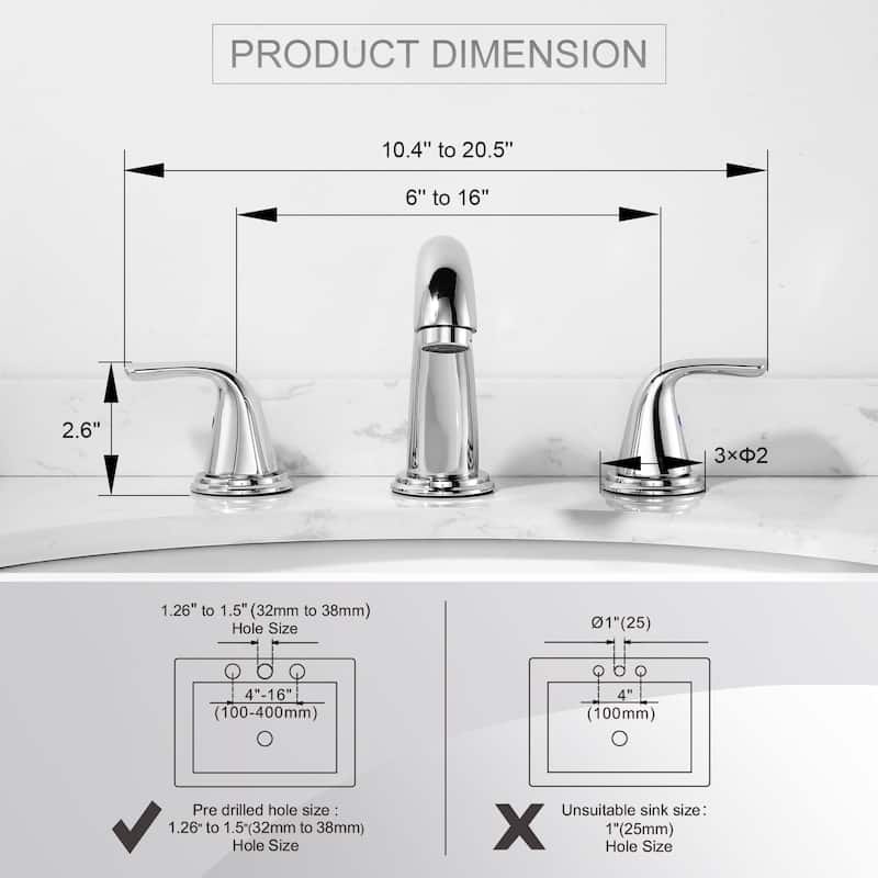 WOWOW Widespread Double Handle Bathroom Faucet
