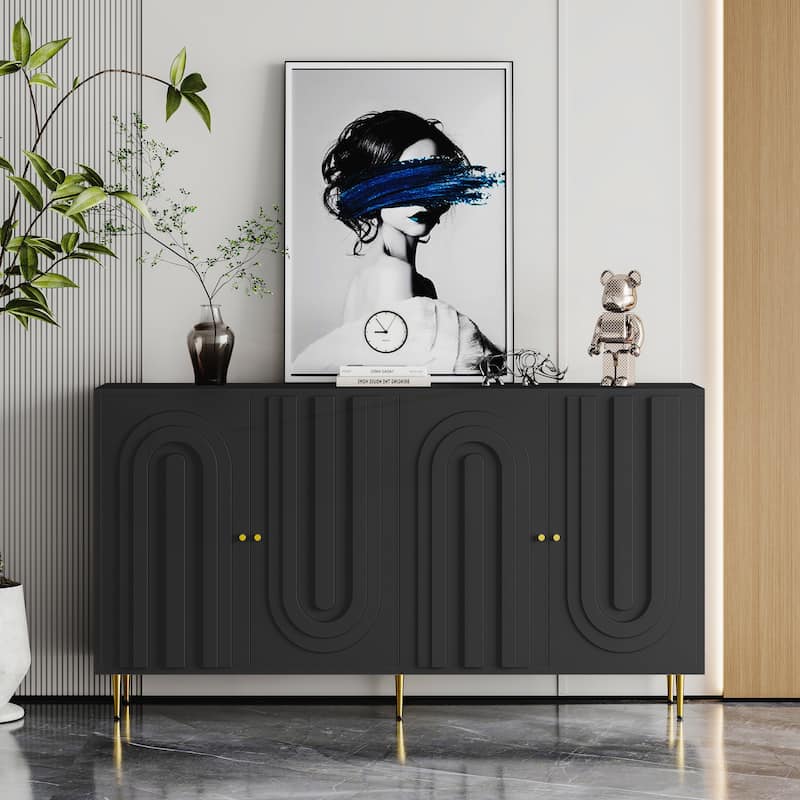Modern 4 Door Wooden Cabinet Sideboard Buffet