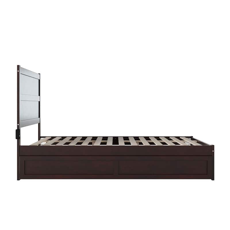 NoHo Queen Platform Bed with Twin XL Trundle in Espresso