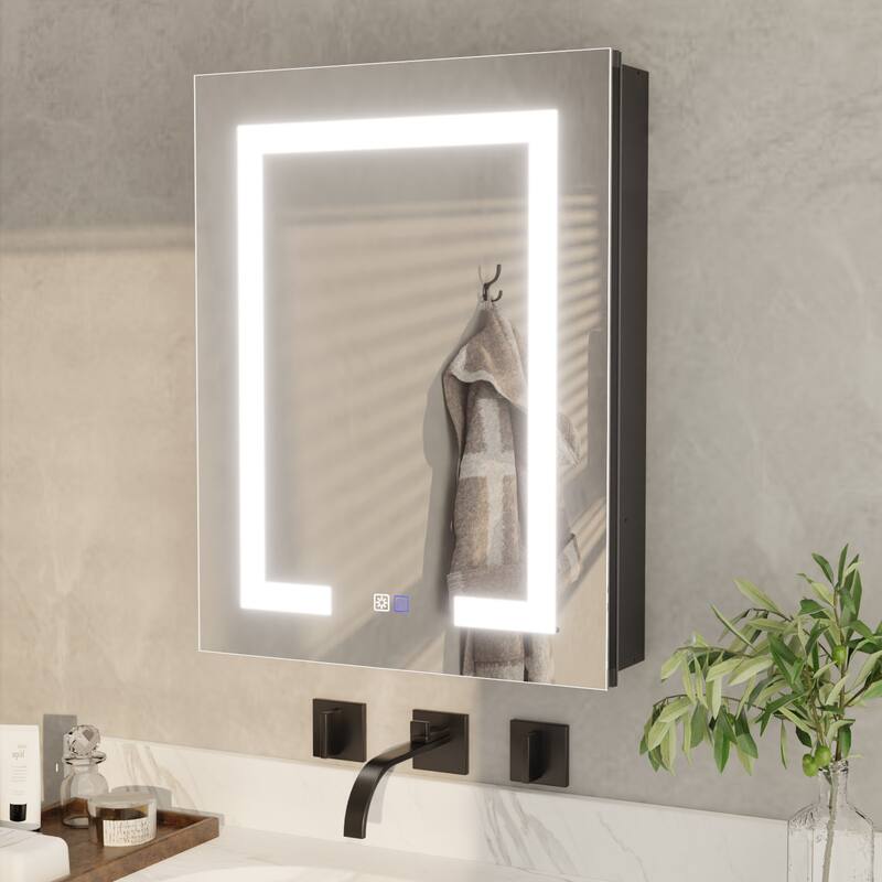 ExBrite 20" x 26" LED Bathroom Medicine Cabinet with Mirrors, Defog - 20" x 26" - Hinge on Right