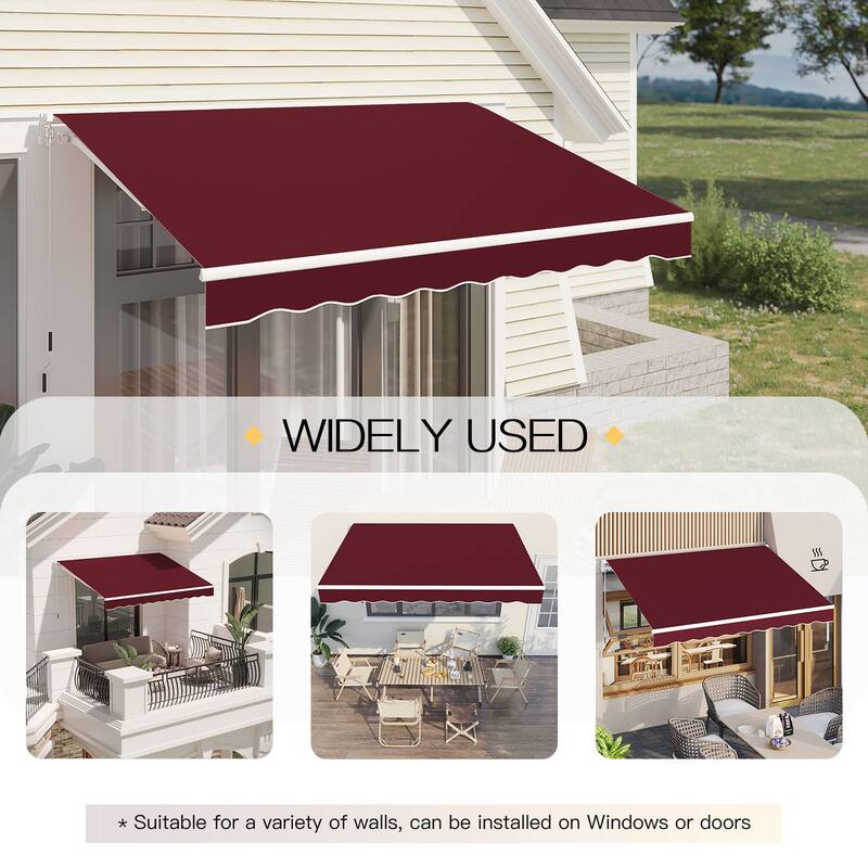 AECOJOY Manual Retractable Patio Awning Outdoor Sunshade Shelter (Cover Only)