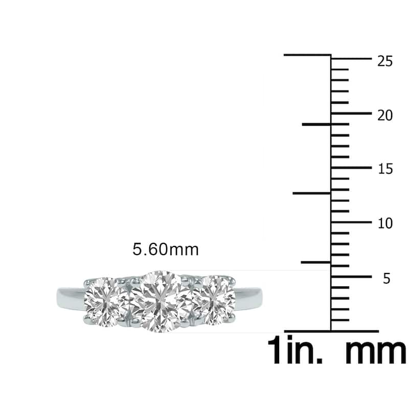 Marquee 1.50 CTW Three Stone Round Cut Lab Grown Diamond Ring in 14K White Gold