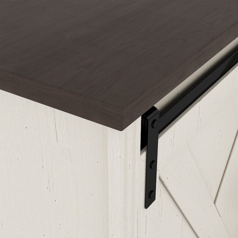 Farmhouse Sliding Barn Doors Sideboard Storage Cabinet with 3 Drawers, Dining Room Buffet Cabinet Dresser Bar Chest