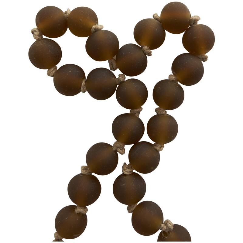 Glass Handmade Round Frosted Beaded Beaded Garland with Tassel with Knotted Brown Jute - Orange - Roche River Decor