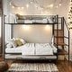 preview thumbnail 1 of 30, Versatile Design Twin over Full Metal Bunk Bed with Trundle and Lateral Storage Practical Step Ladder and Built-in Wardrobe Black