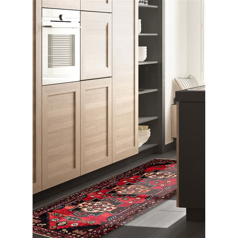ECARPETGALLERY Hand-knotted Andelz Red Wool Rug - 3'5 x 9'9