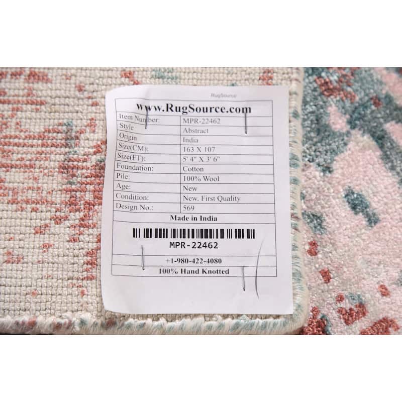 Contemporary Abstract Oriental Area Rug Hand-Knotted Wool Carpet - 3'6"x 5'4"