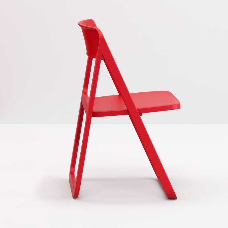32.25" Red Solid Outdoor Resin Folding Chair