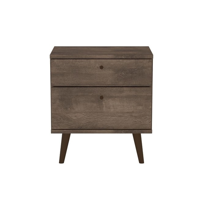 Midtown Concept 2-Drawer Nightstand Side Table Bedside Table Durable MDF Wood - Dark Brown