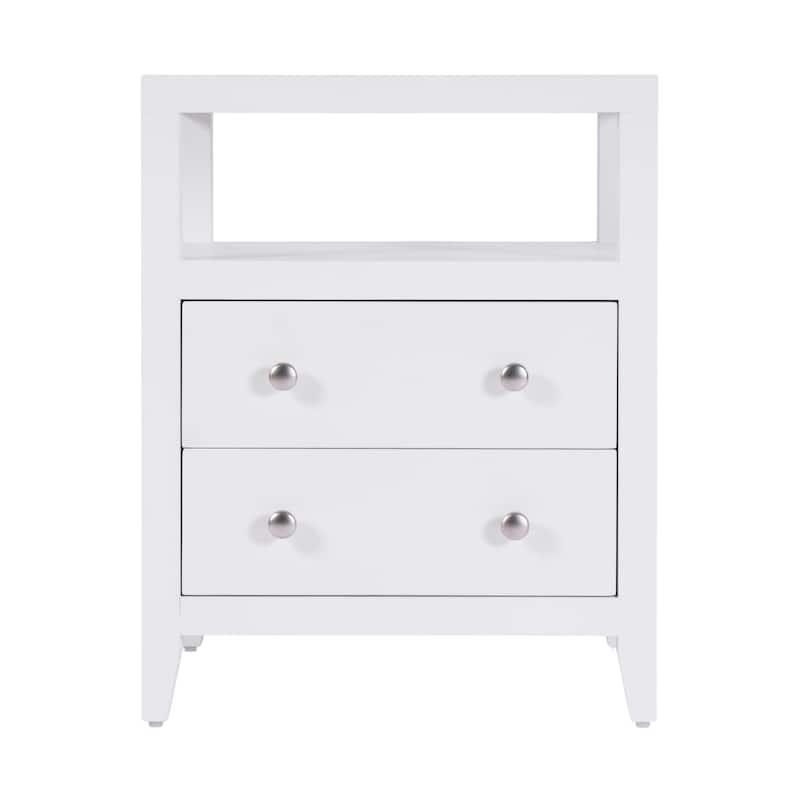 Dana 21 in. W Rectangular Wood 2 Drawer Narrow Nightstand with Top Open Shelf